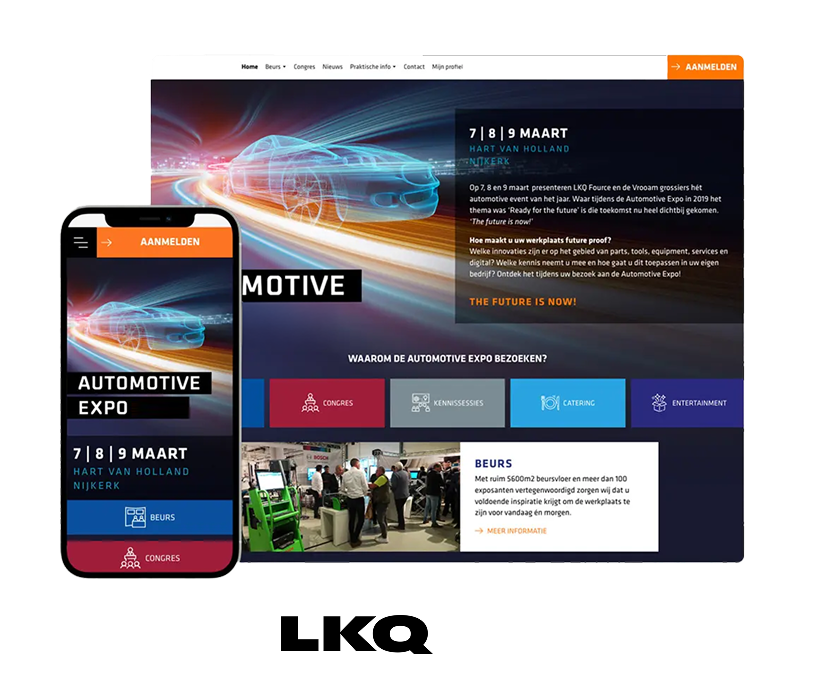 Voorbeeld van de registratiewebsite van de Automotive Expo