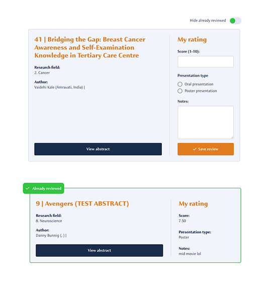 Voorbeeld van de gebruikersvriendelijke Abstract Module