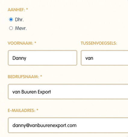 Voorbeeld van het formulier dat werd gebruikt in het Spieren voor Spieren gala donatiesysteem
