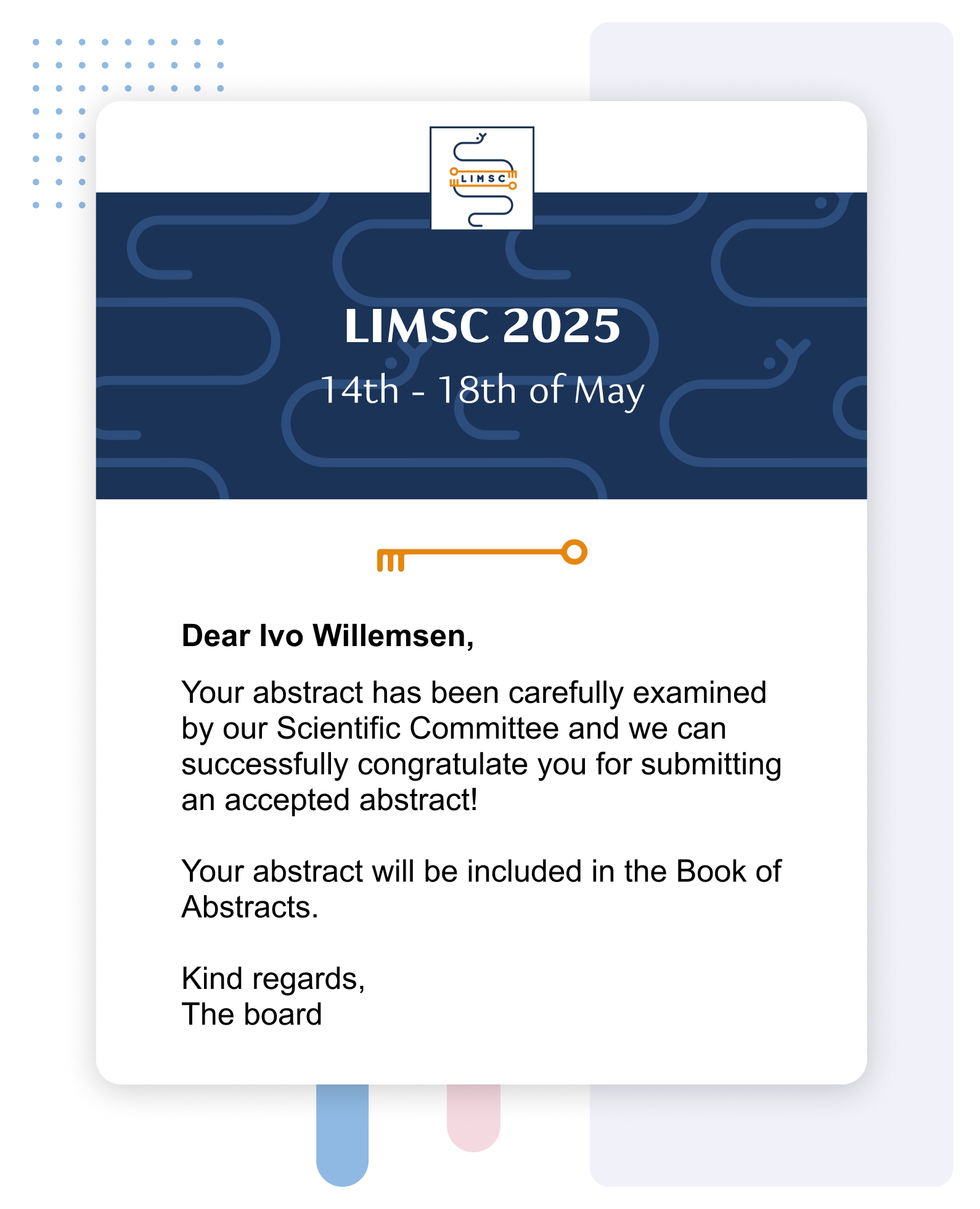 Voorbeeld van een e-mail met de beoordelingsresultaten.