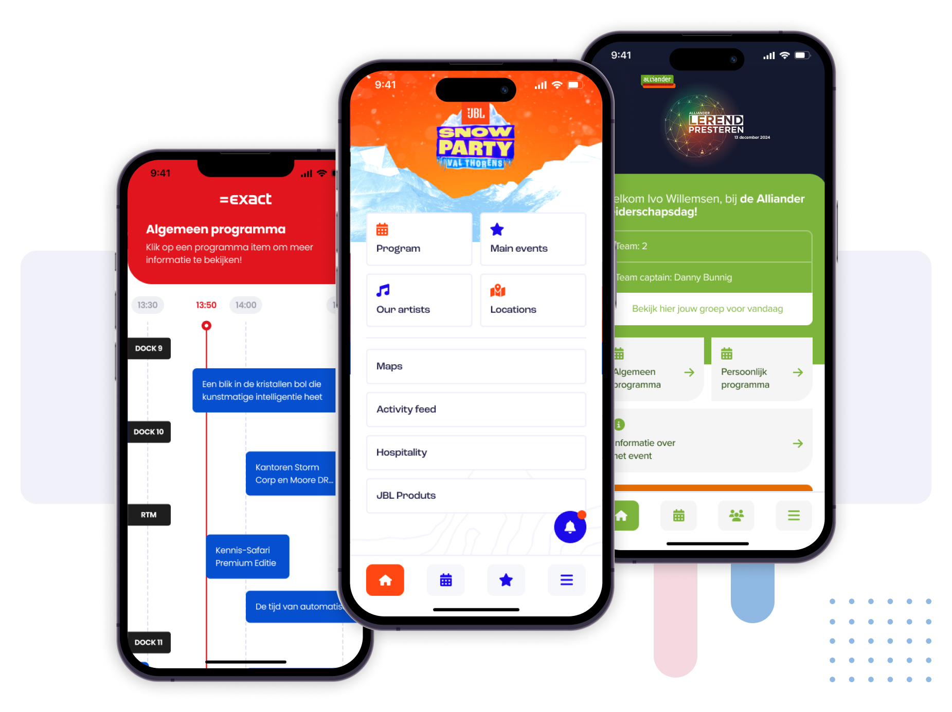 Overzicht van verschillende Event Apps gemaakt door Activo.