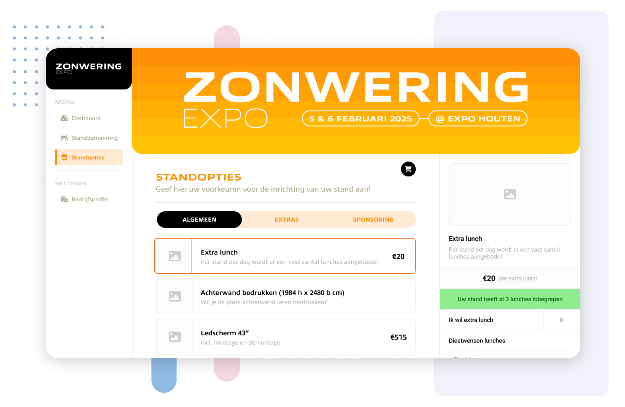 Voorbeeld van een standhoudersregistratie module