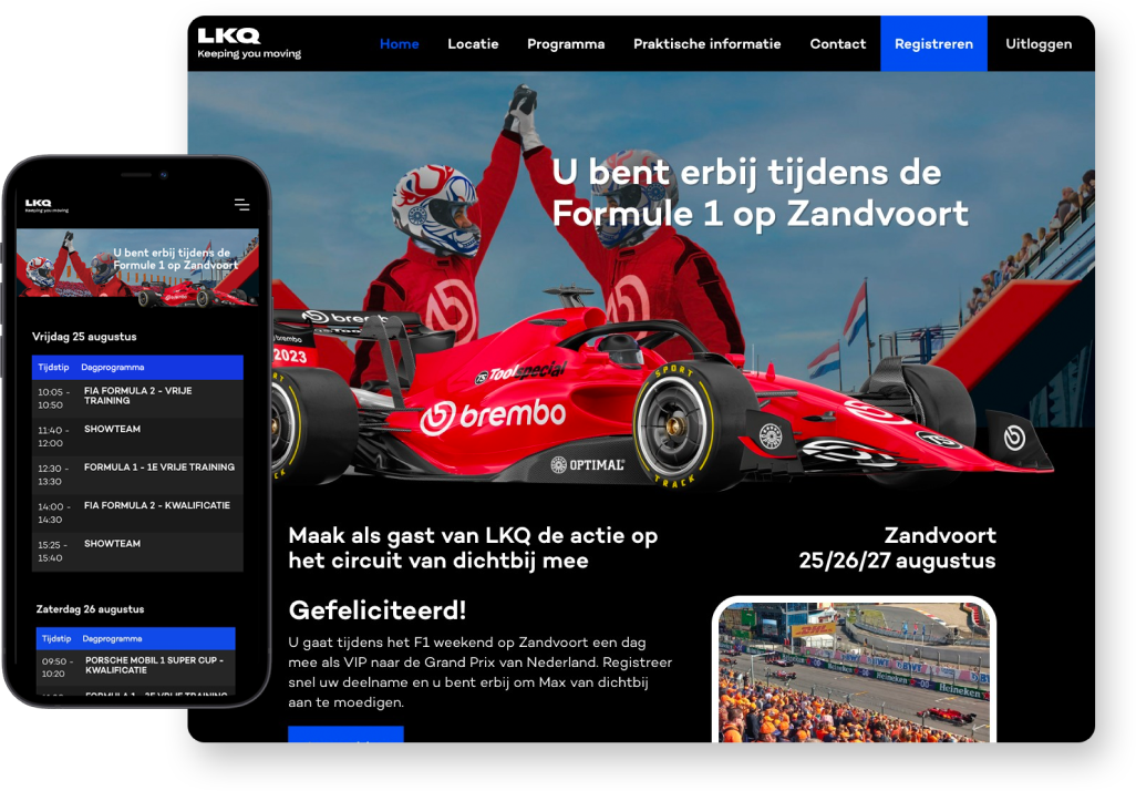 Voorbeeld van een responsive eventwebsite