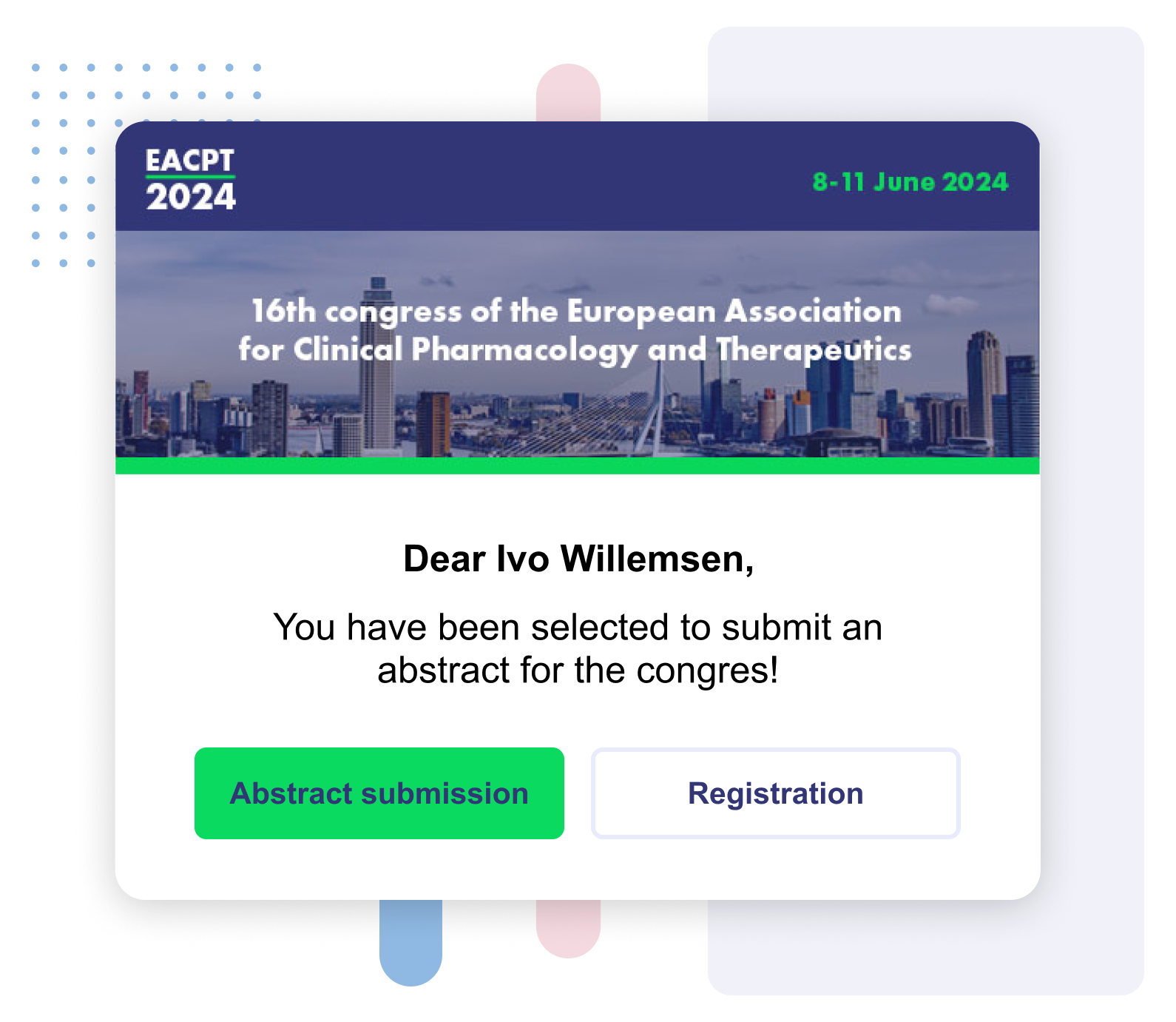 Voorbeeld van een Abstract & Review module mailing.