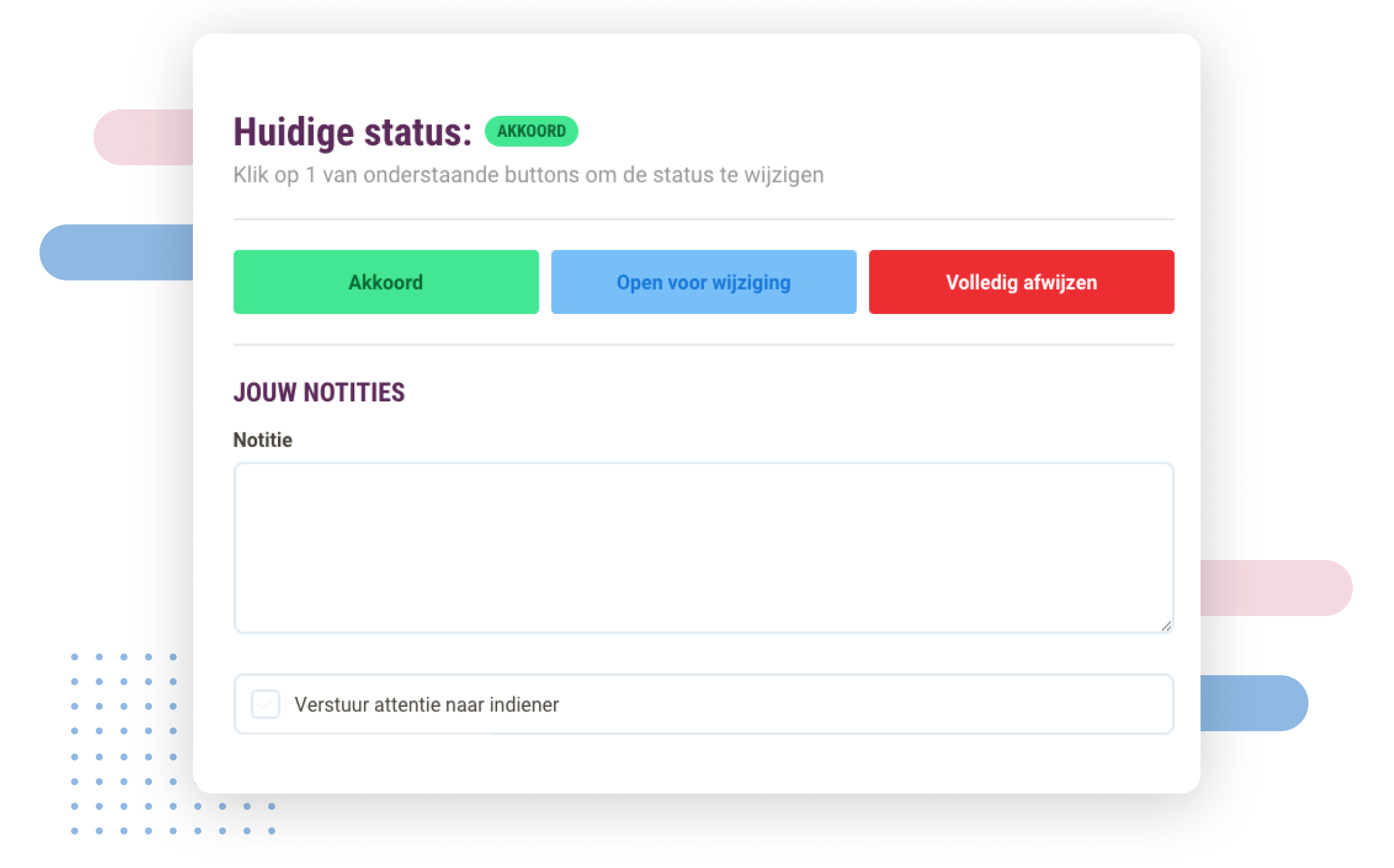 Voorbeeld van de review-omgeving voor abstracts.
