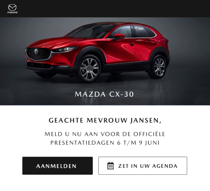 Voorbeeld van een Save the Date mailing